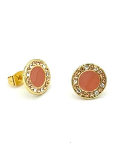 Gold and Pink Rhinestone Studs