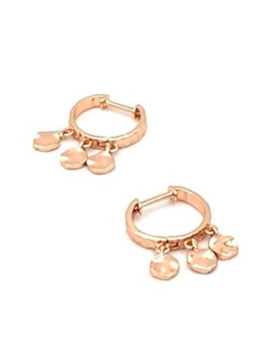 Rose Gold Drop Charm Small Hoops