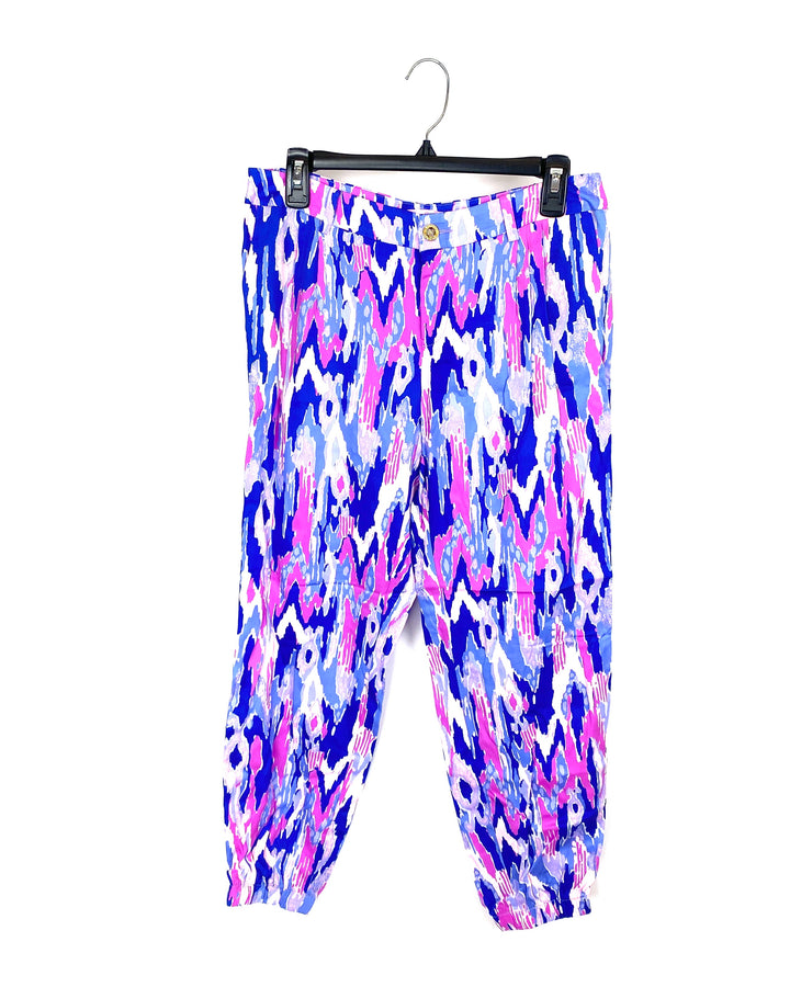 Purple Abstract Jogger Pants - Size 4