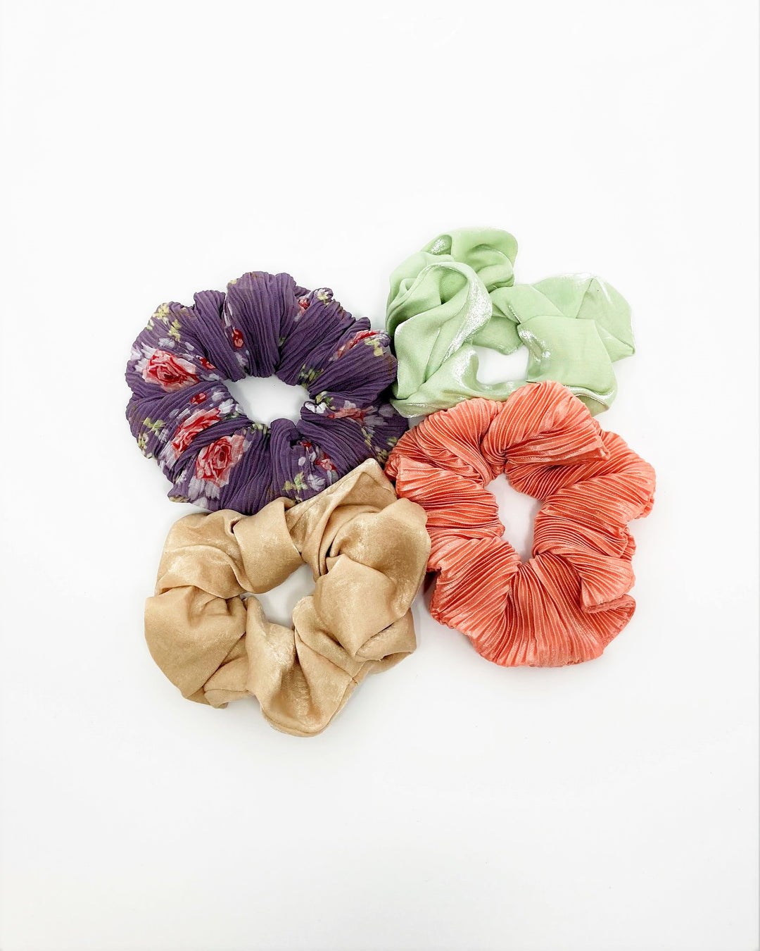 Colorful Floral Scrunchie Set