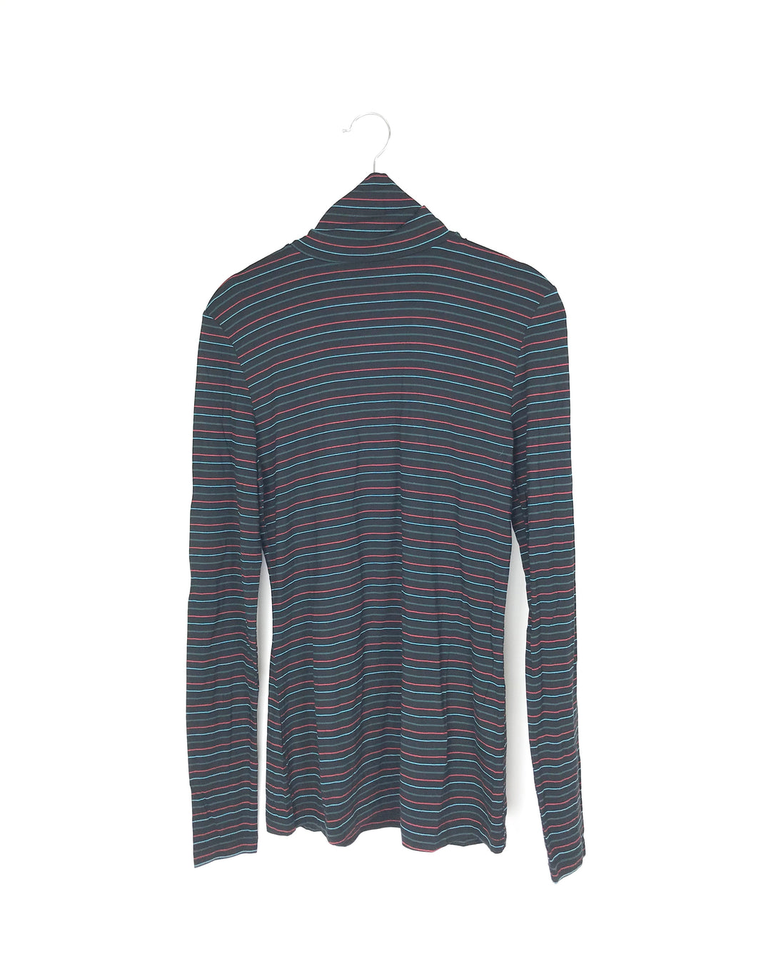 Black and Colorful Striped Turtle Neck - Small