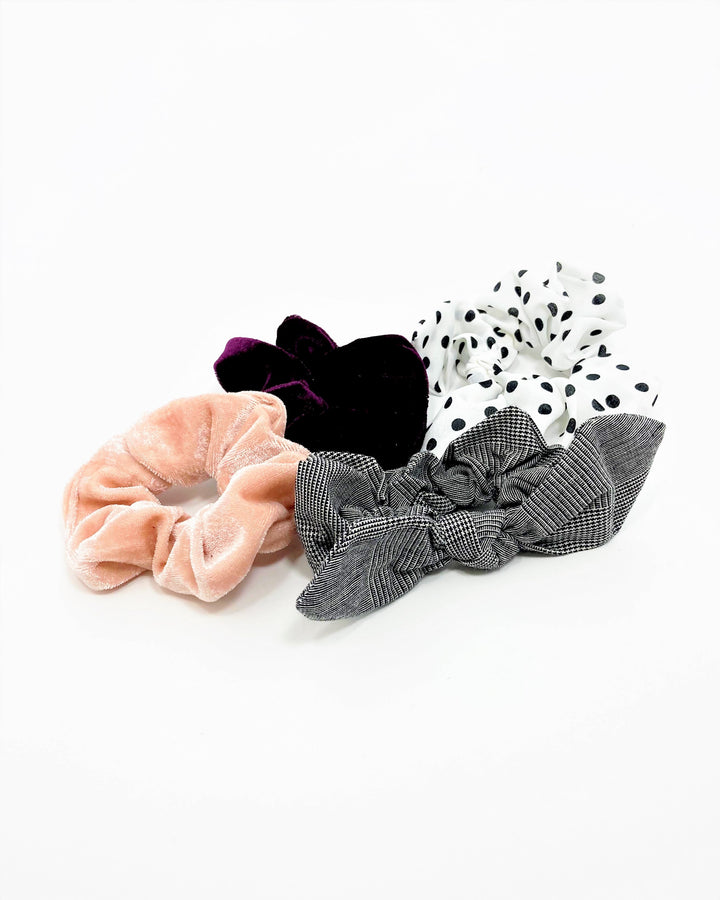 Polka Dot Bow Scrunchie Set