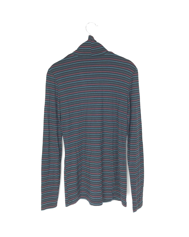 Black and Colorful Striped Turtle Neck - Small