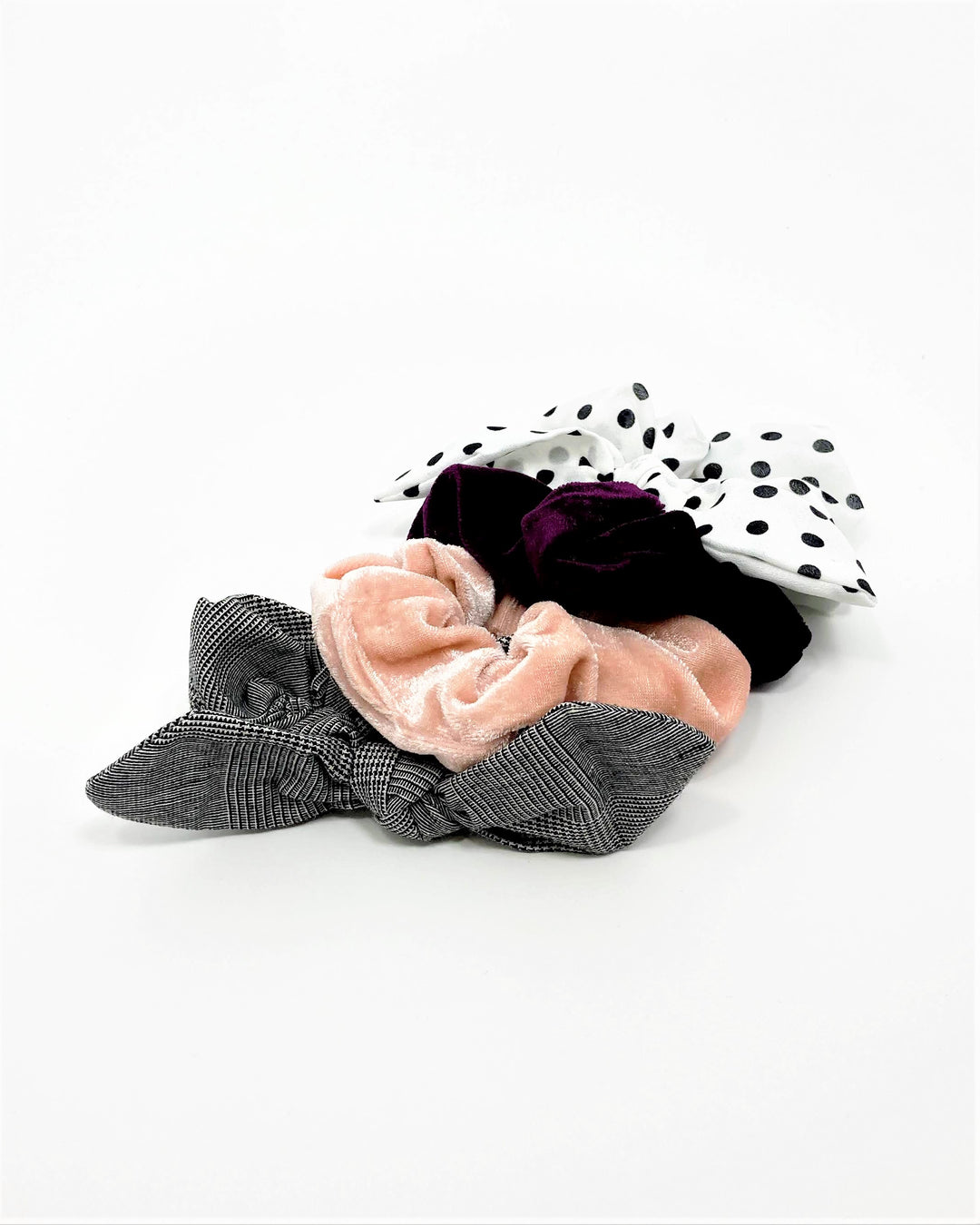 Polka Dot Bow Scrunchie Set