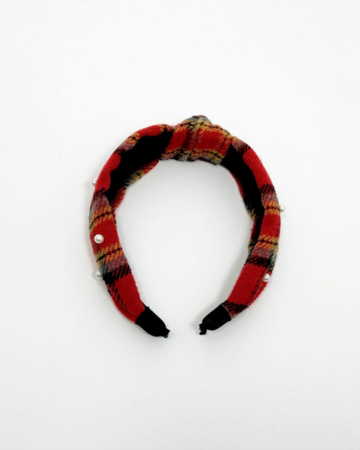 Plaid with Faux Pearl Headband