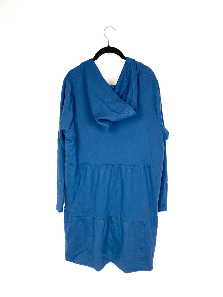 Blue Oversized Zip Sweater - Small/Medium