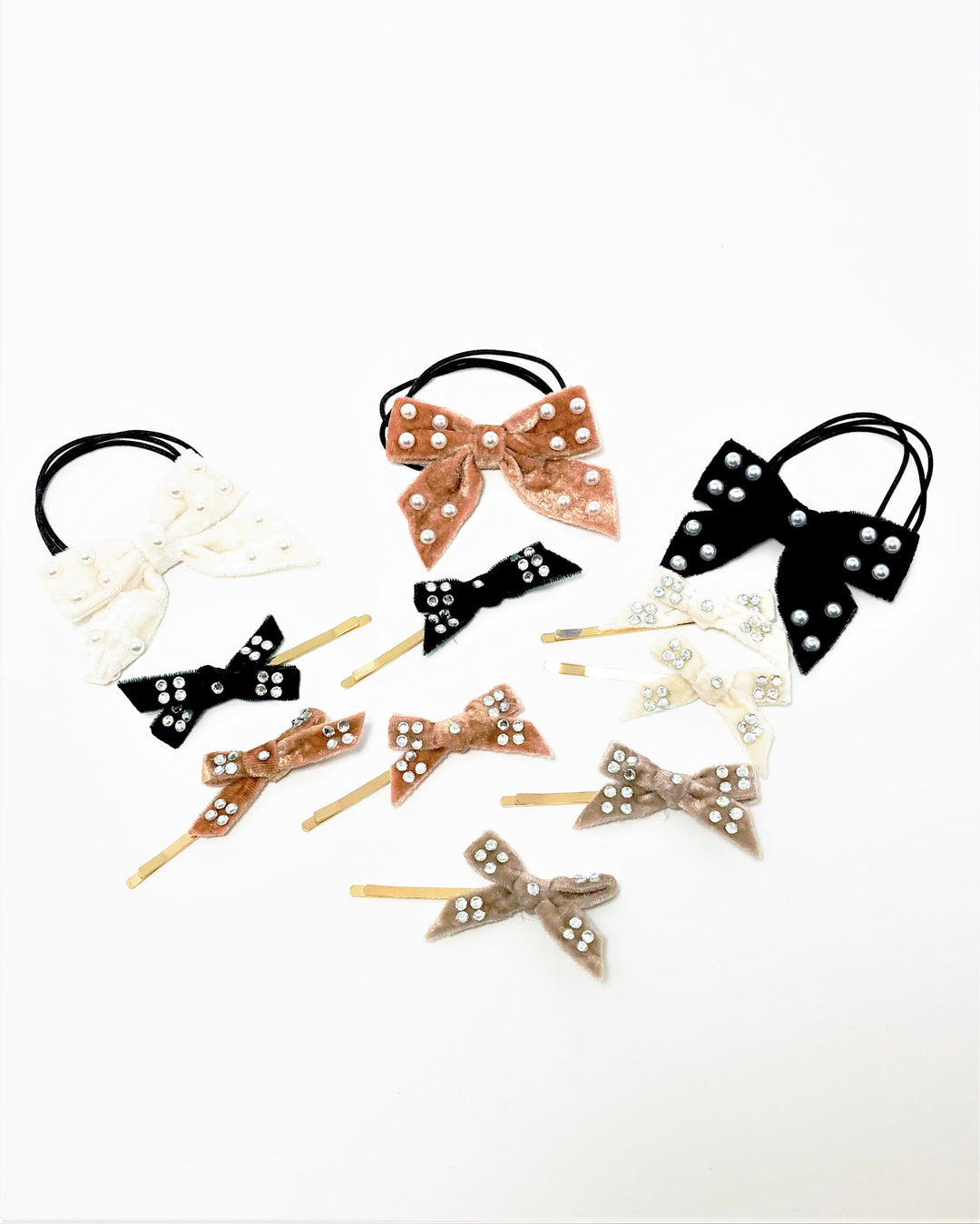 Multicolor Bow Clips and Hair Ties Set