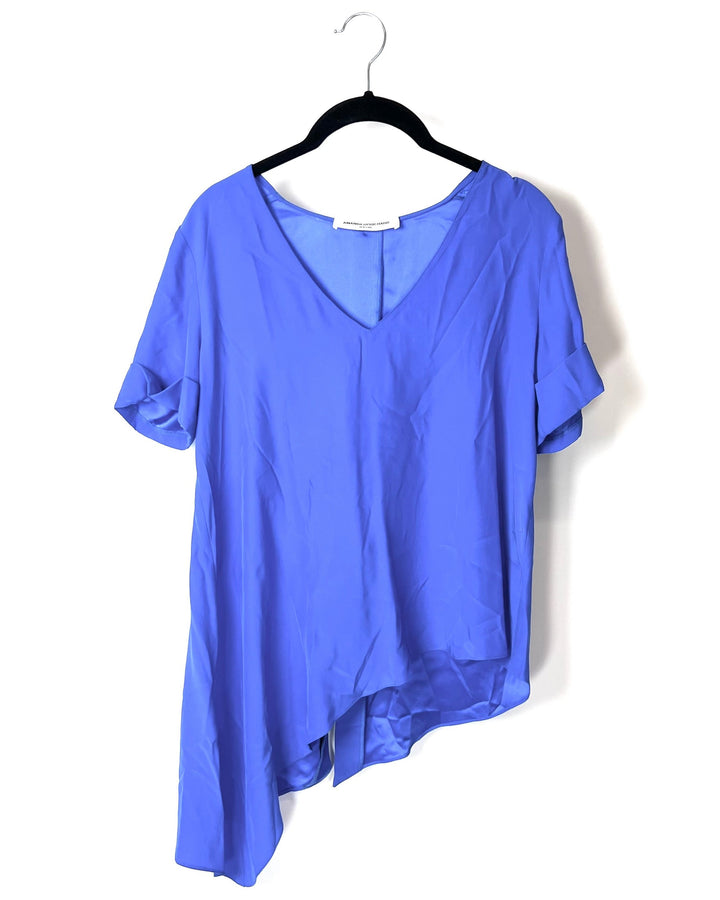 Satin Blue Blouse - Size 4-6