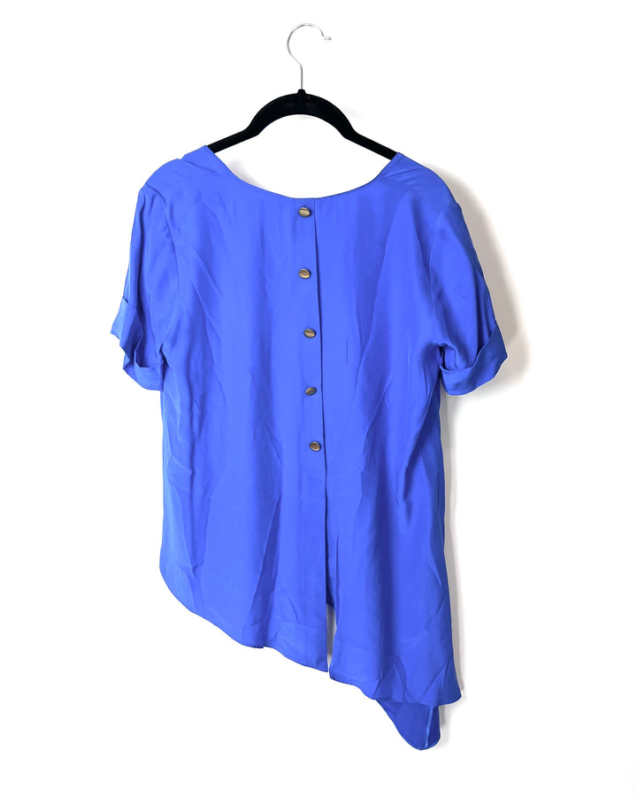 Satin Blue Blouse - Size 4-6