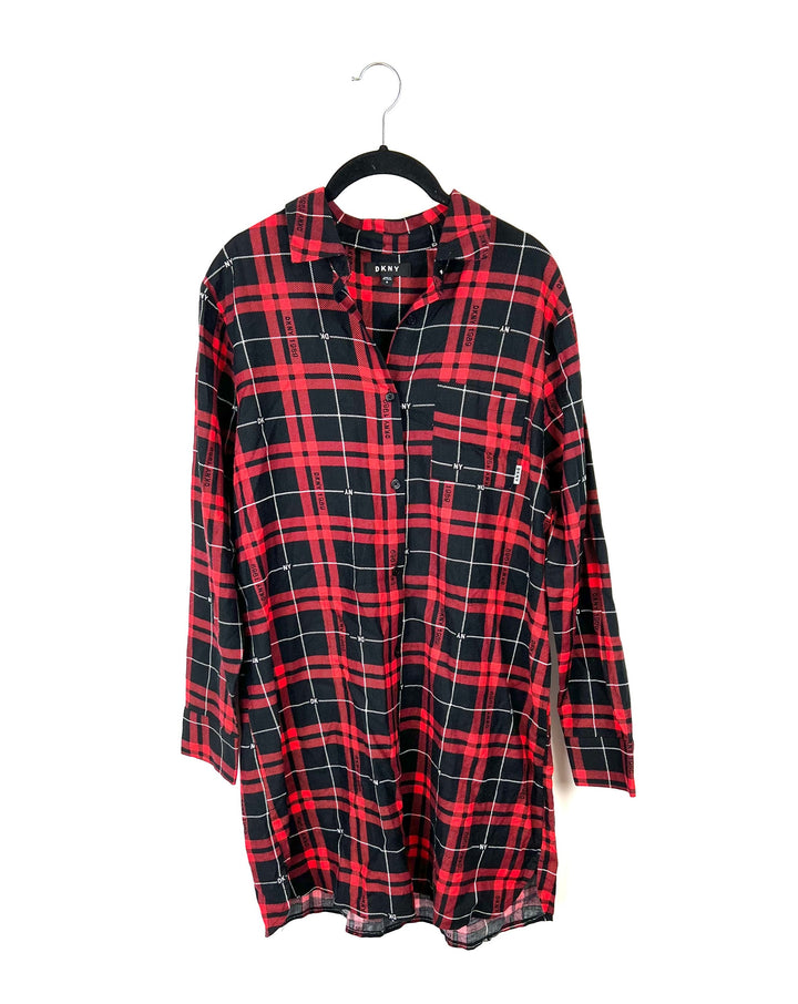 Plaid Button Up Nightgown - Small