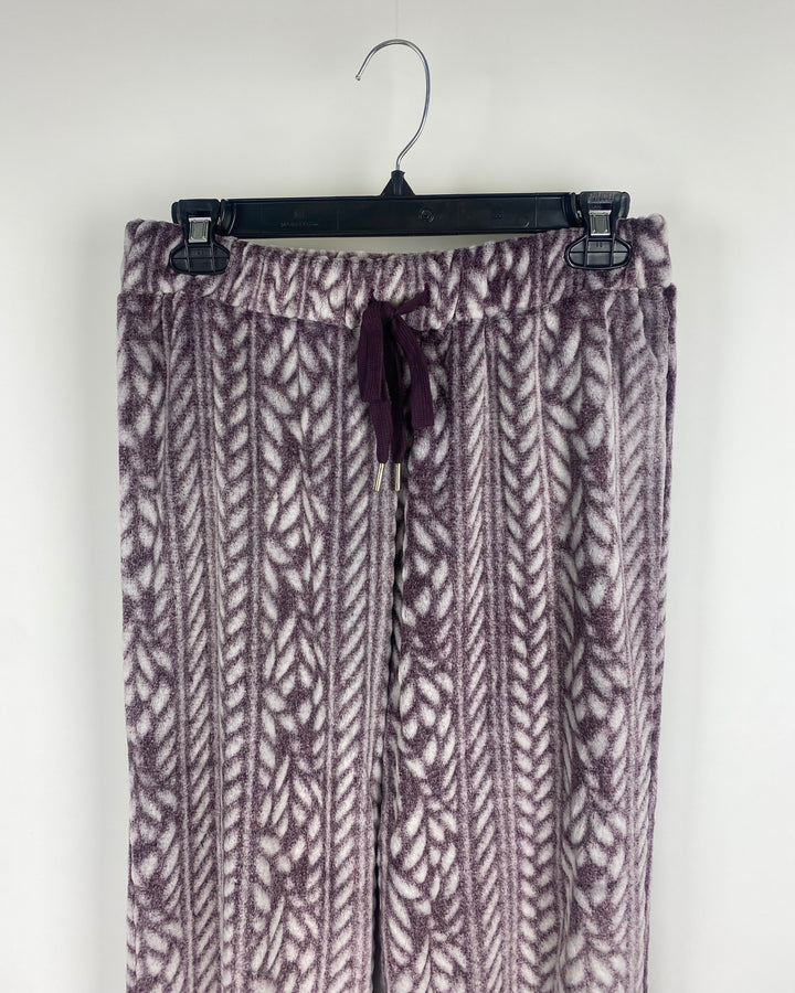 Printed Burgundy Fleece Sweatpants - Small
