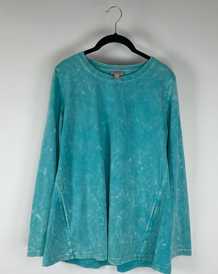 Blue Acid Wash Long Sleeve - Size 6-8