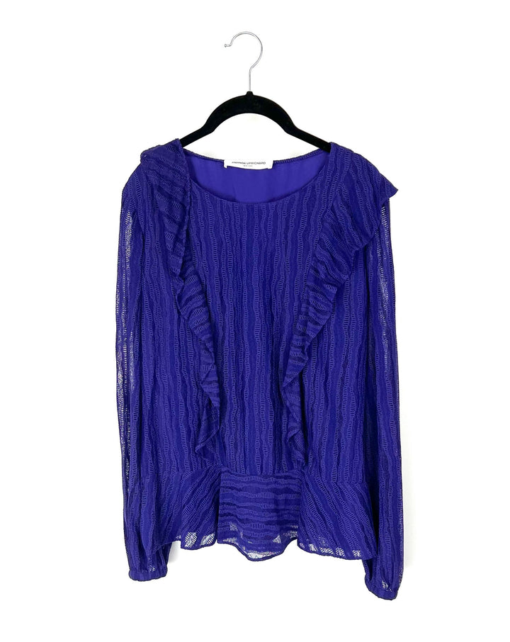 Purple Lace Long Sleeve Top - Small