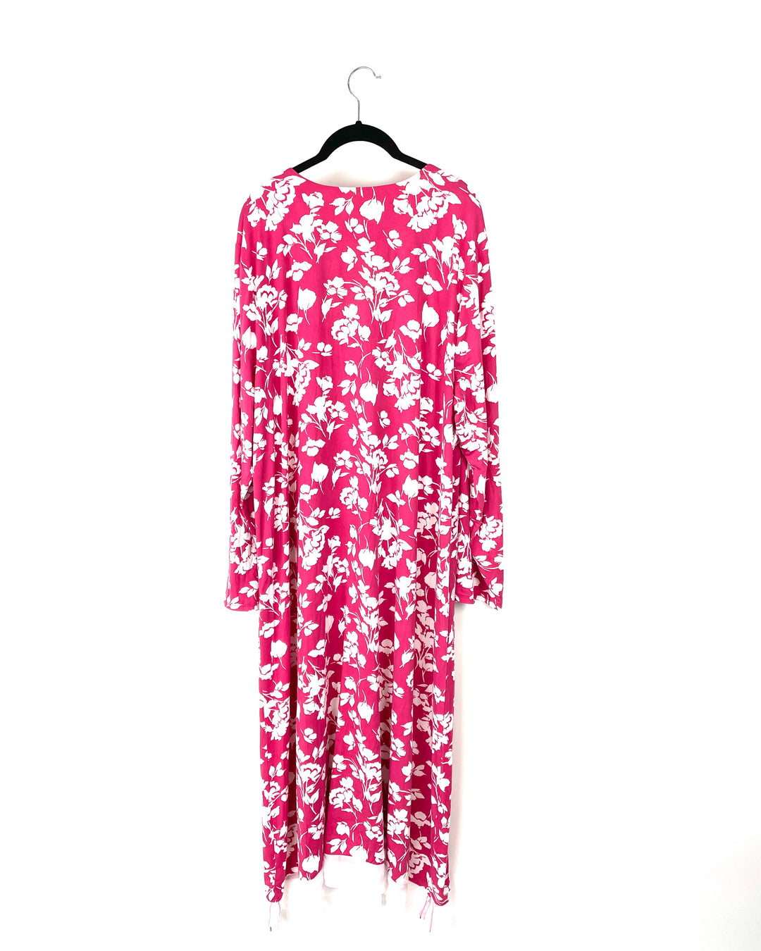 Long Sleeve Bright Pink Floral Nightgown - 1X