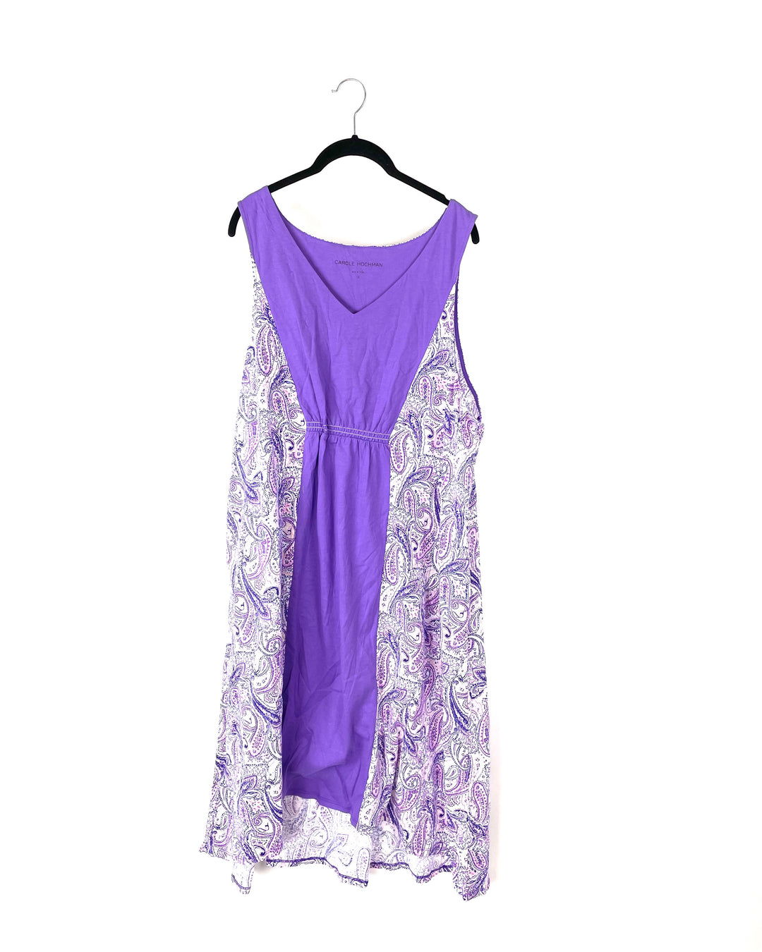 Purple Paisley Printed Nightgown -1X