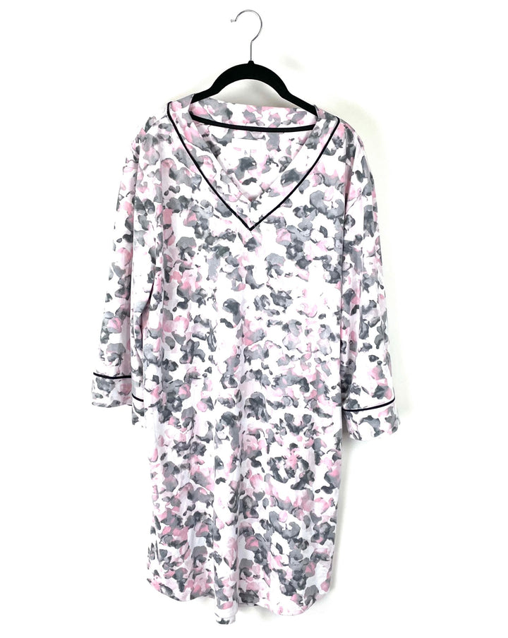 Pink/Grey Water Color Nightgown - 1X