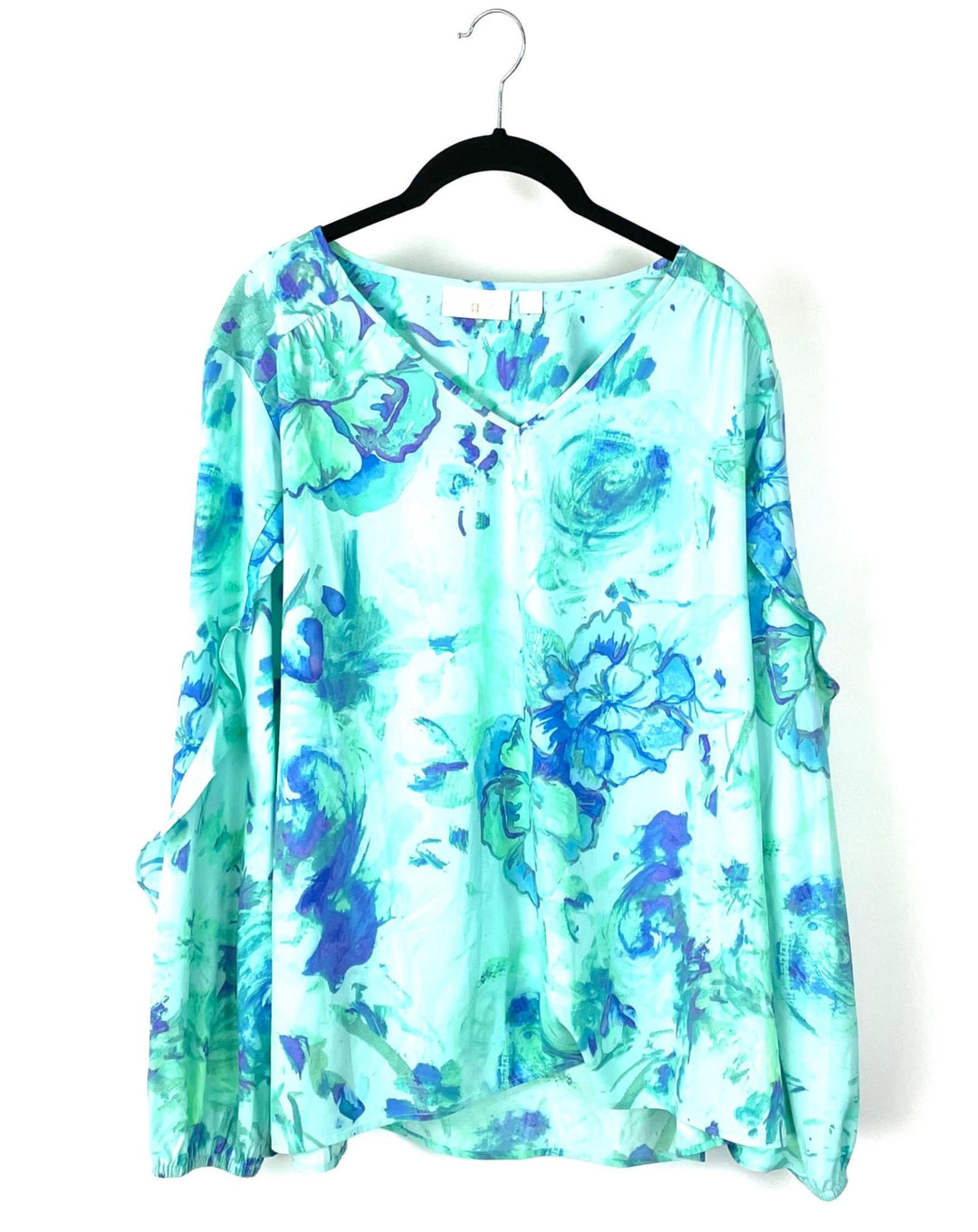 Watercolor Floral Print Long Sleeve Top - Large/Extra Large