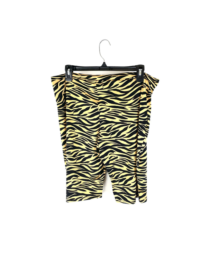 Tan Zebra Print Biker Shorts - 1X and 2X