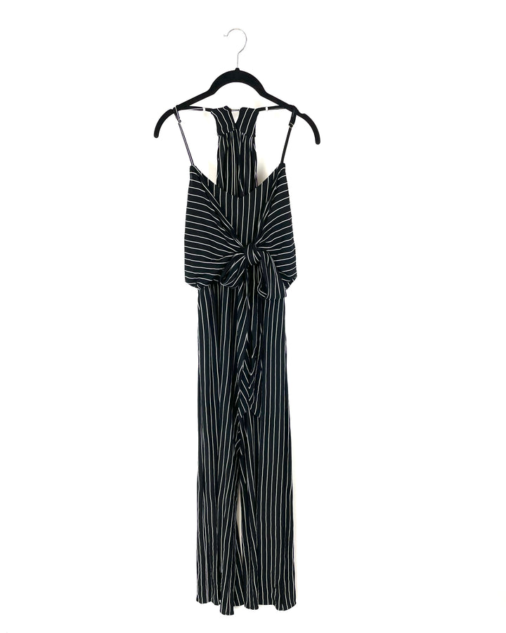 Black & White Stripe Jumpsuit - Small