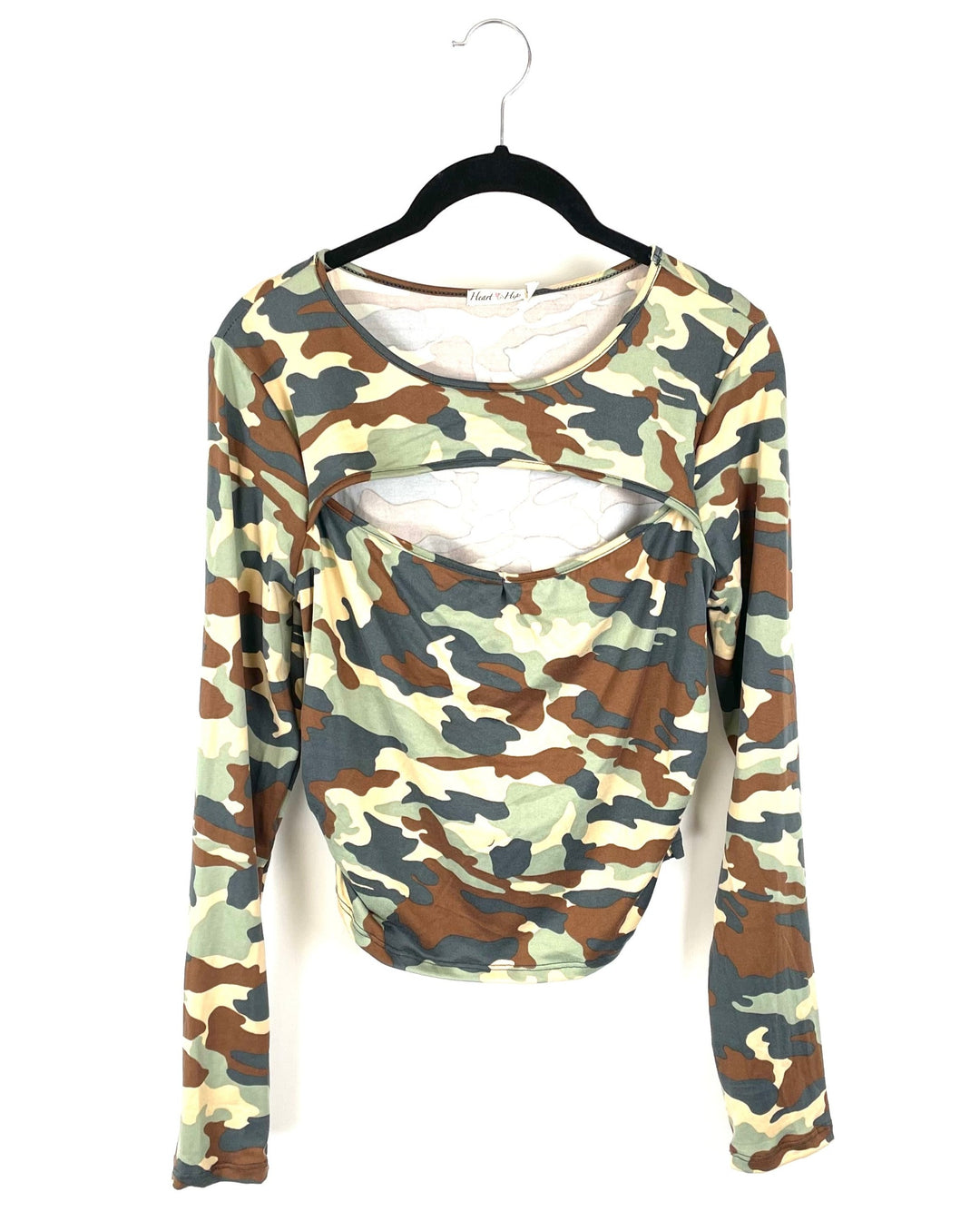 Camo Long Sleeve with Chest Cut Out - Small