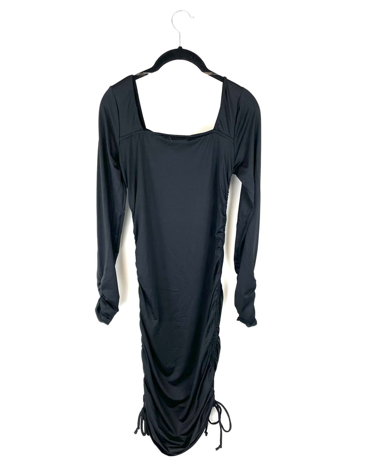 Long Sleeve Black Dress - Medium, Large