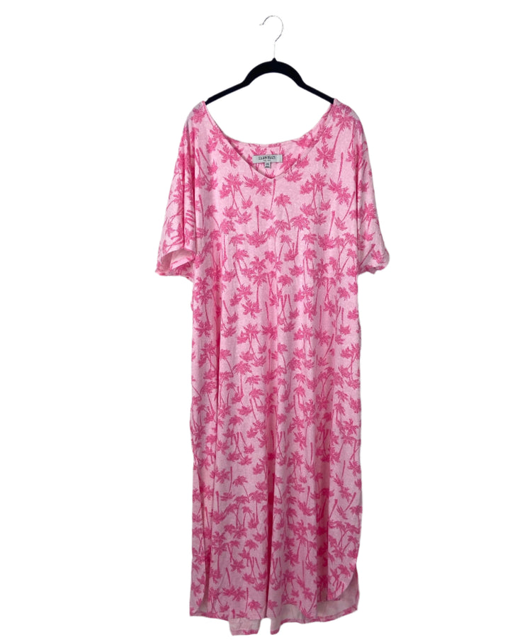 Pink Palm Tree Lounge dress - 2x