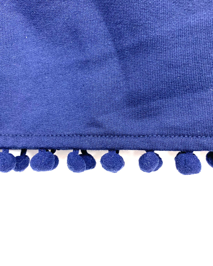 Navy Blue Cropped Pants With Pom Poms - Small and Large