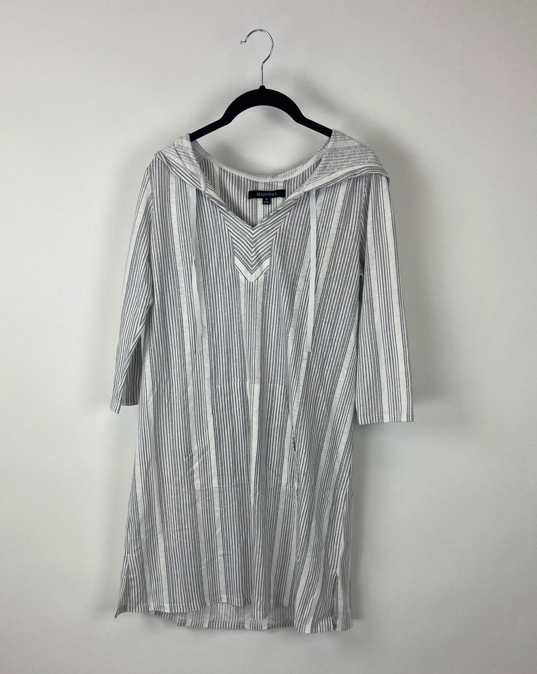 Grey Striped Hooded Dress - Small