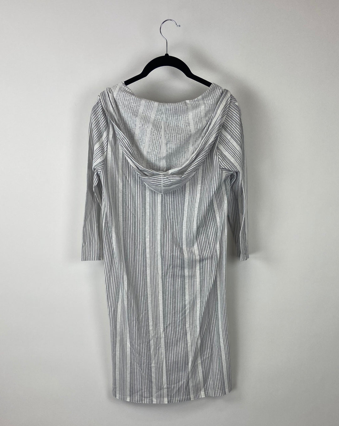 Grey Striped Hooded Dress - Small