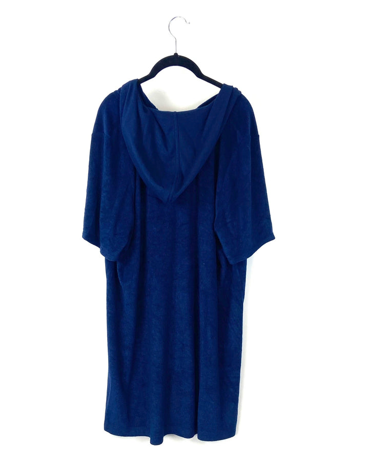 Royal Blue Terry Cloth Hooded Zipper Robe - Size 6/8