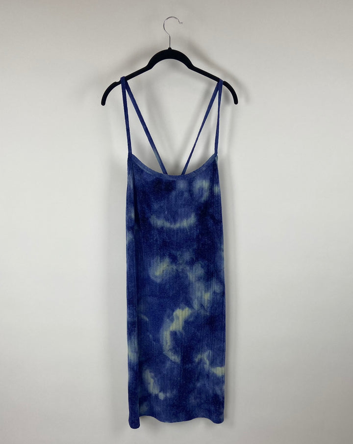 Dark Blue and Turquoise Tie-Dye Sun Dress - 3X