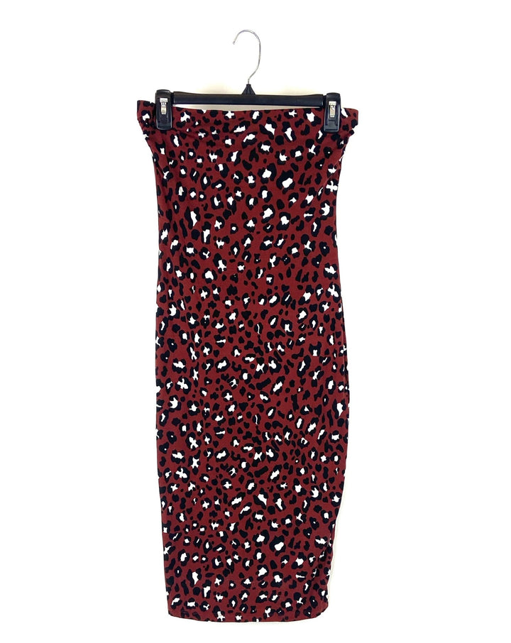 Maroon Cheetah Printed Tube Dress - Medium