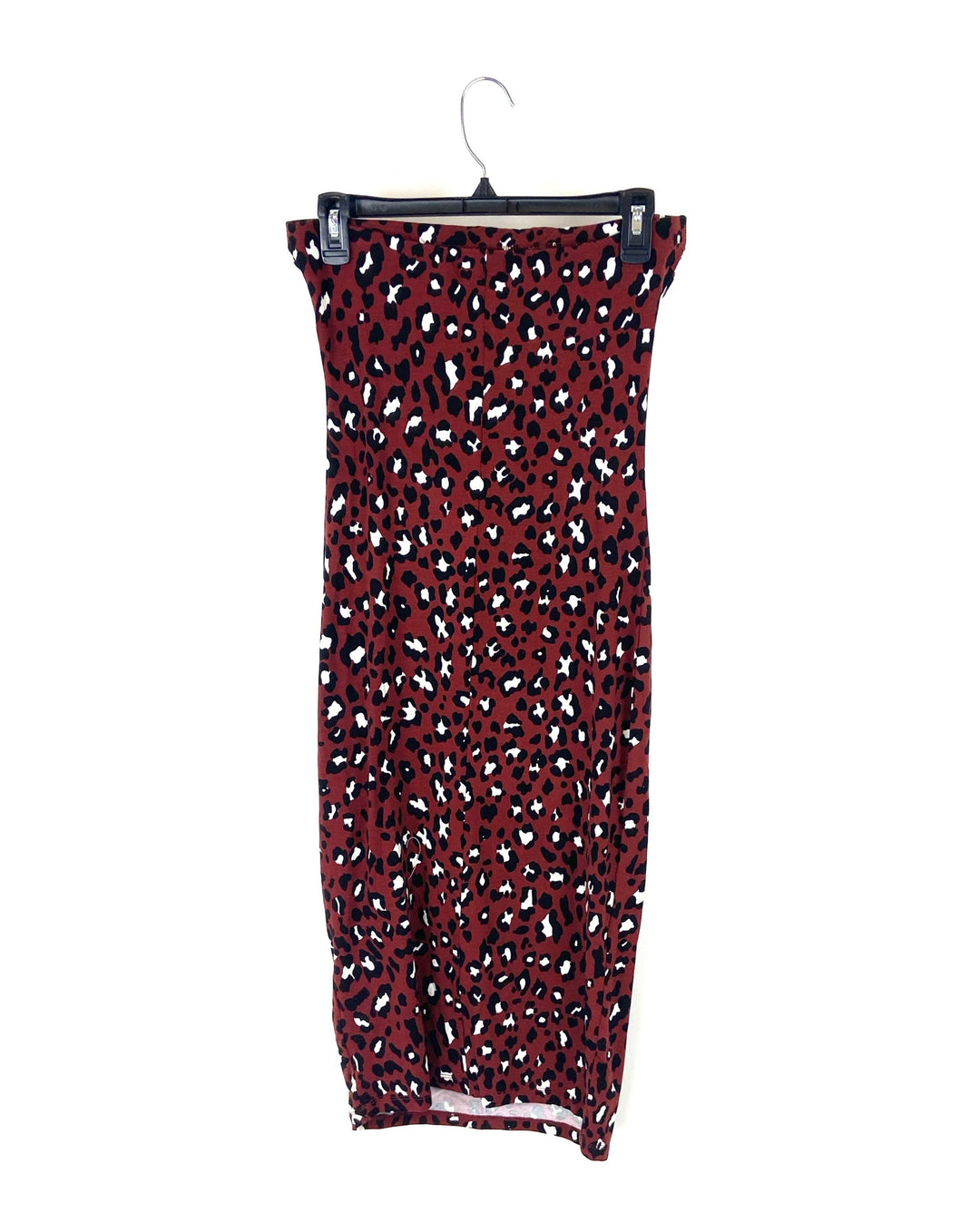 Maroon Cheetah Printed Tube Dress - Medium