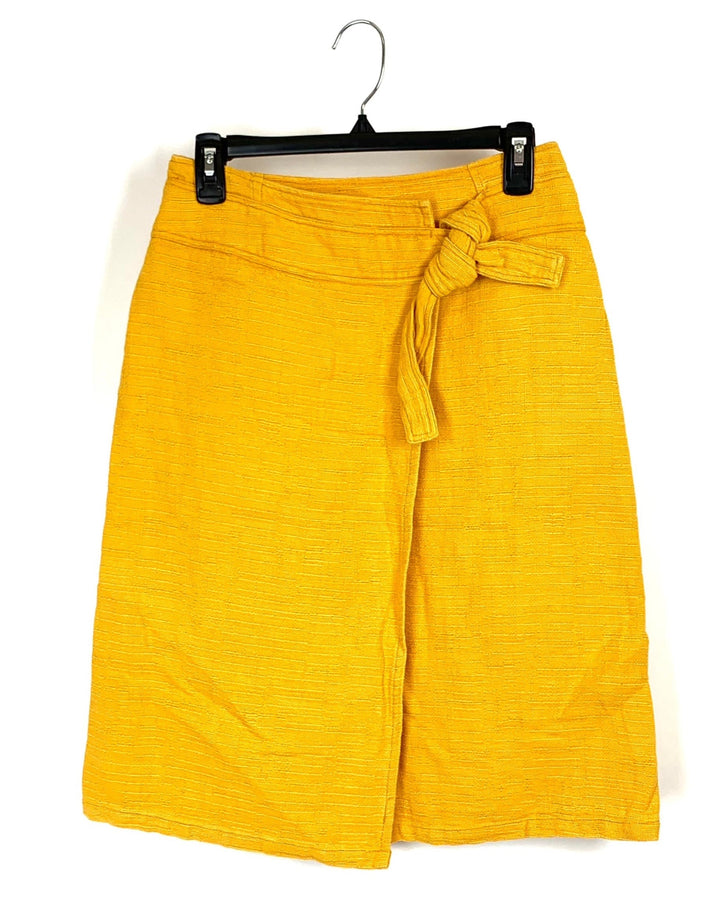 Yellow Mid Length Wrap Skirt - Size 4