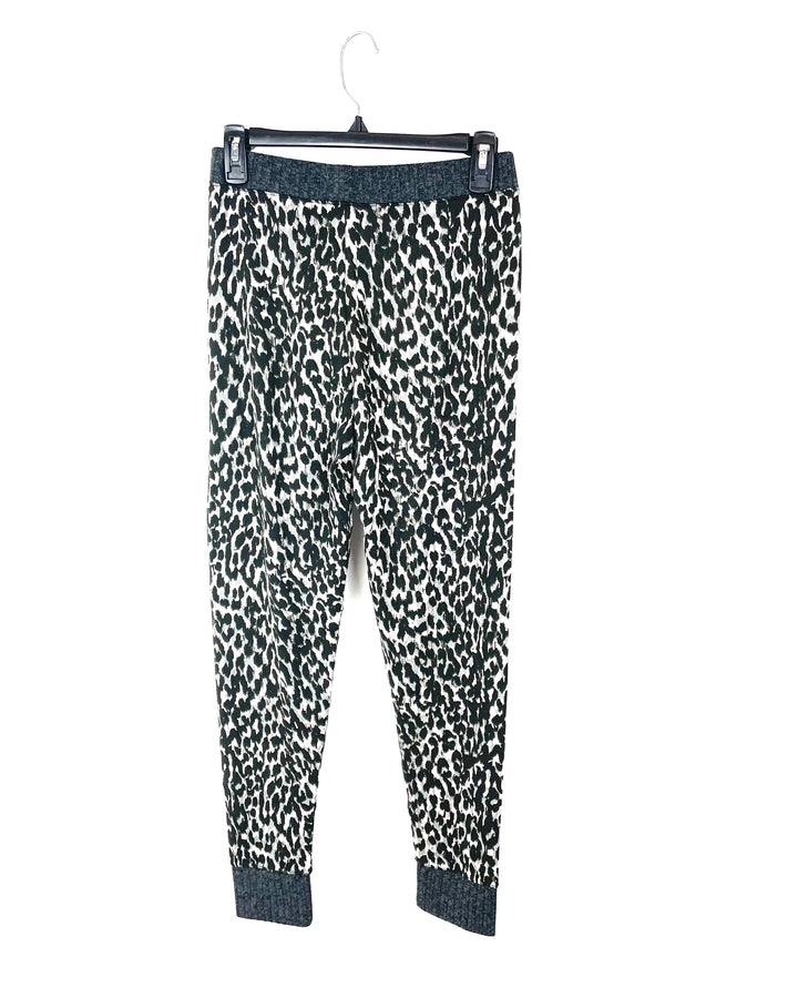 Grey and Leopard Print Pajama Set - Small