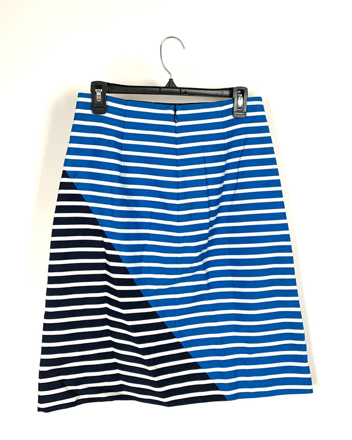 Blue and Black Skirt with Stripes - Size 4