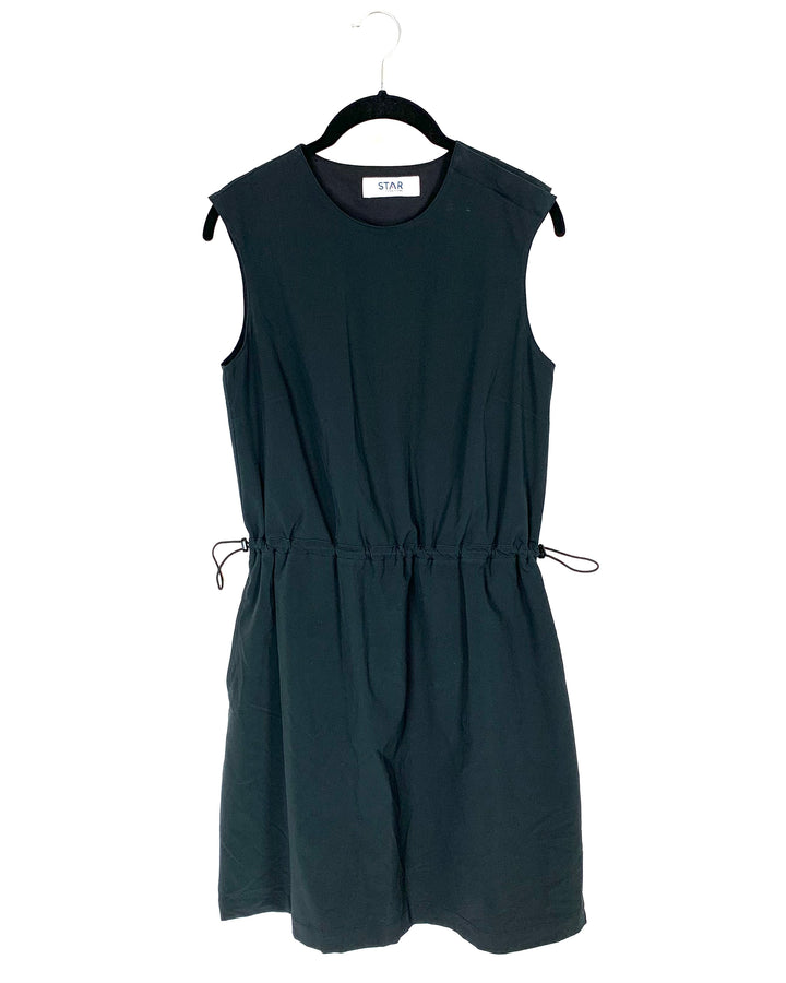 Black Sleeveless Drawstring Dress - Small
