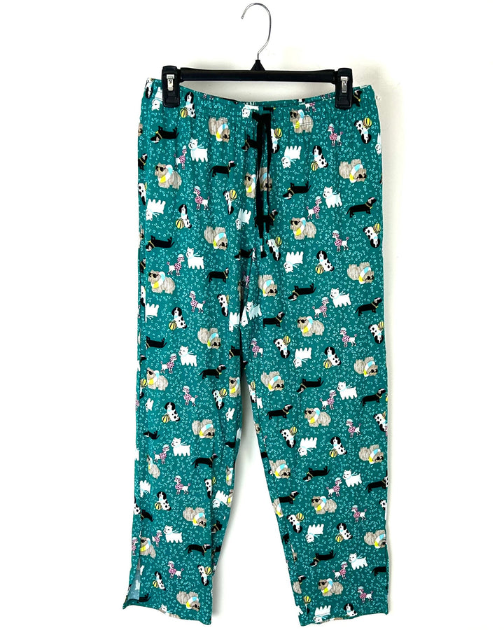 Green Dog Print Pajama Pants - Size 6-8