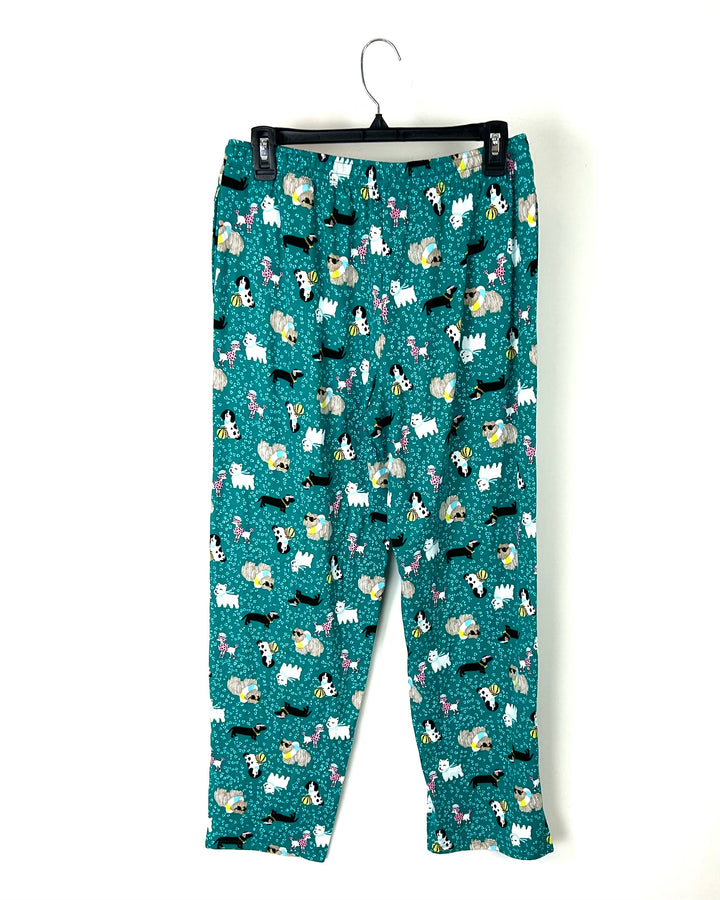 Green Dog Print Pajama Pants - Size 6-8