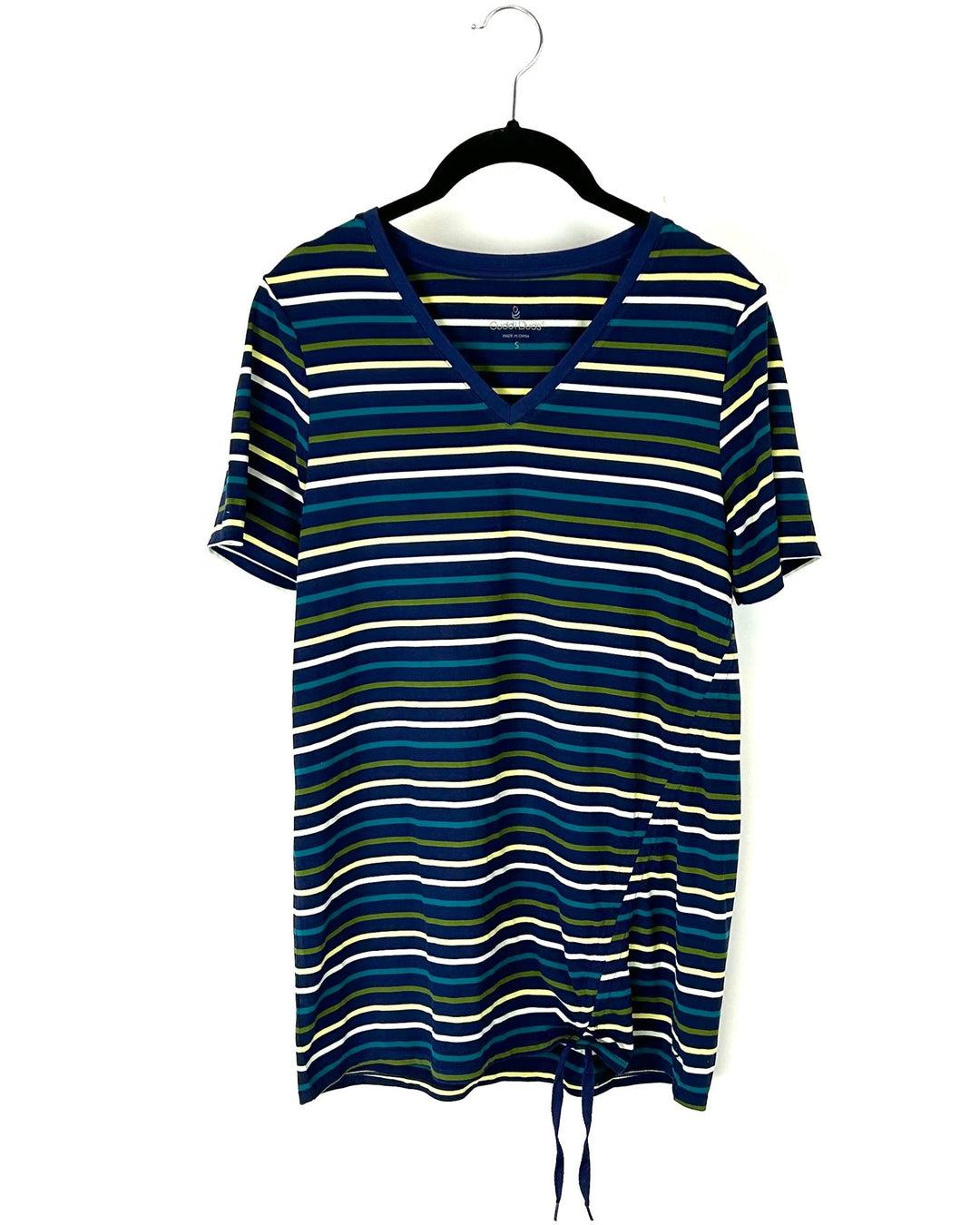 Blue, Green, And Yellow Striped Shirt - Small