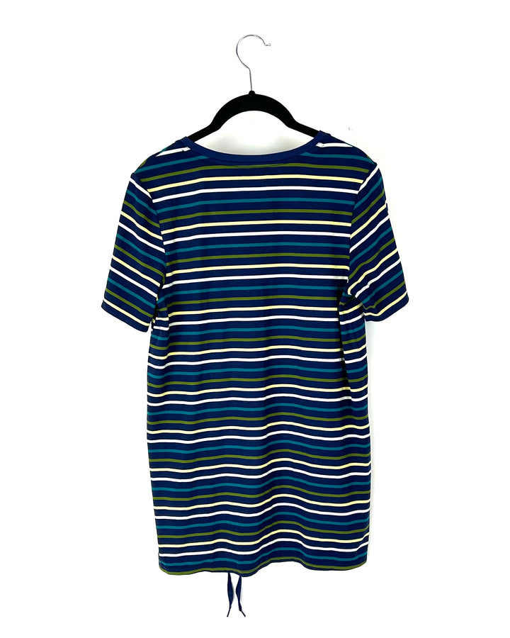 Blue, Green, And Yellow Striped Shirt - Small