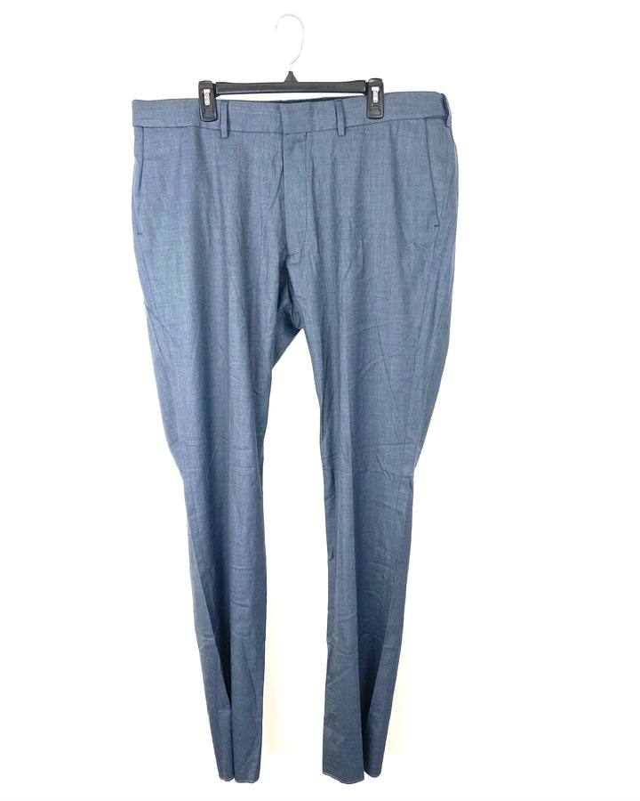 MENS Heathered Blue Straight Leg Dress Pants - 42L