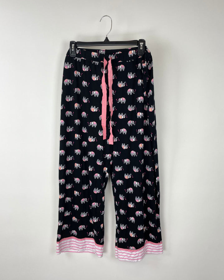 Black Pajama Pants with Pink Elephants - 1x