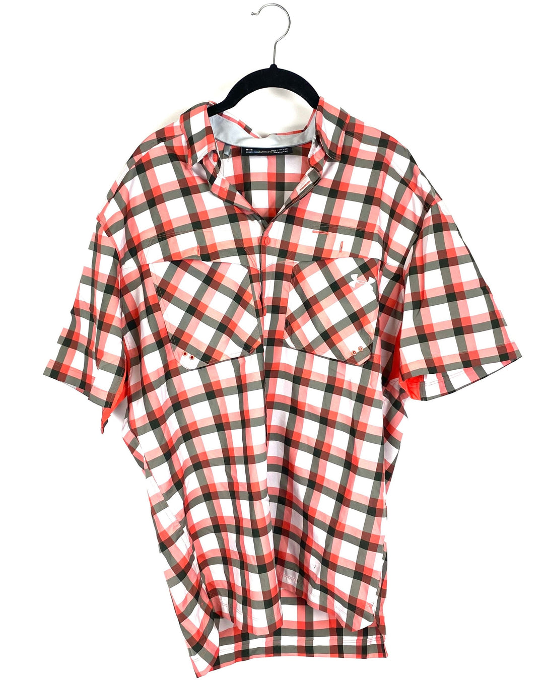 MENS Under Armour Coral Plaid Top - Medium