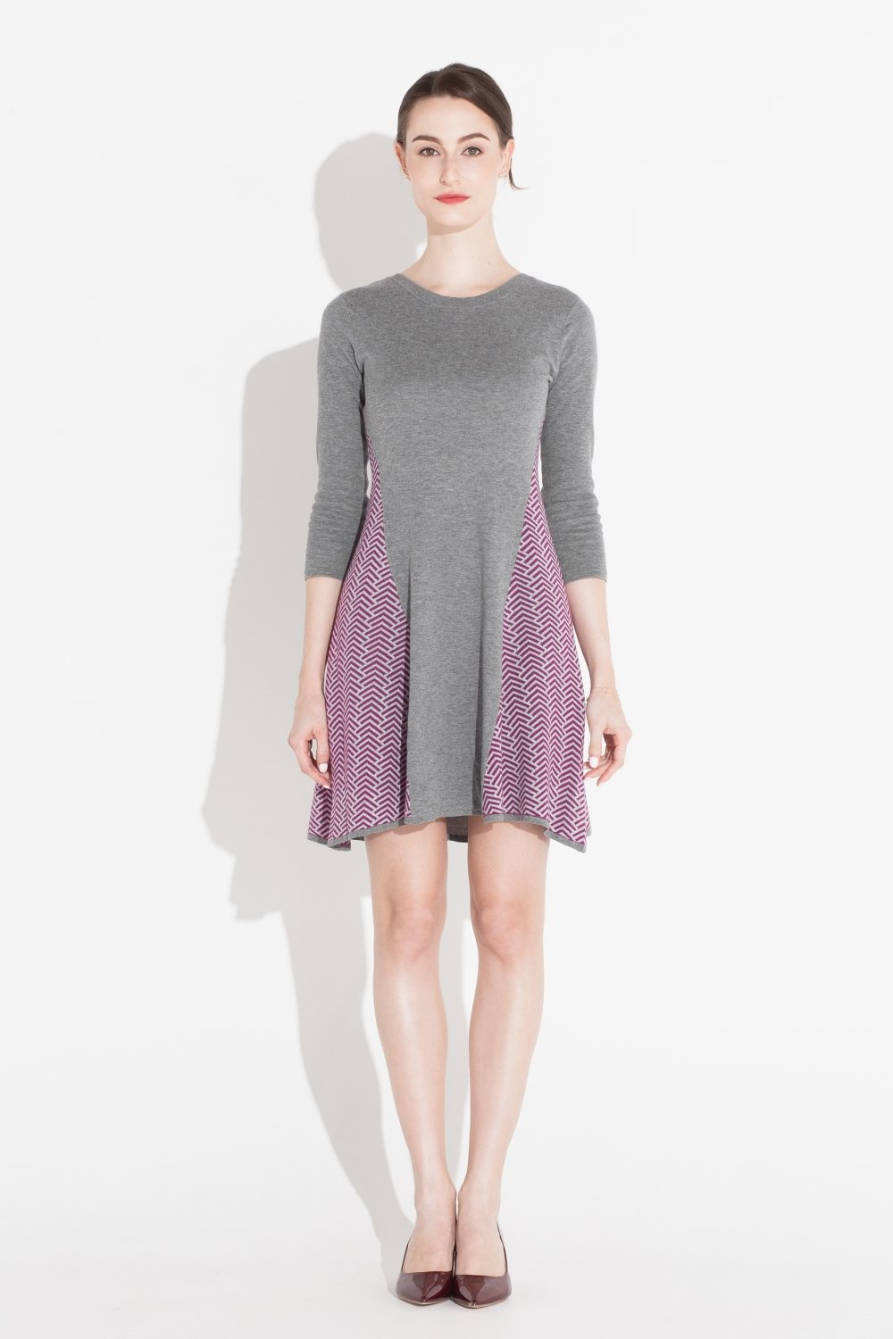 Tove & Libra Fit And Flared Gray And Purple Dress- Size XS, S, L, XL - Donated From Designer - The Fashion Foundation