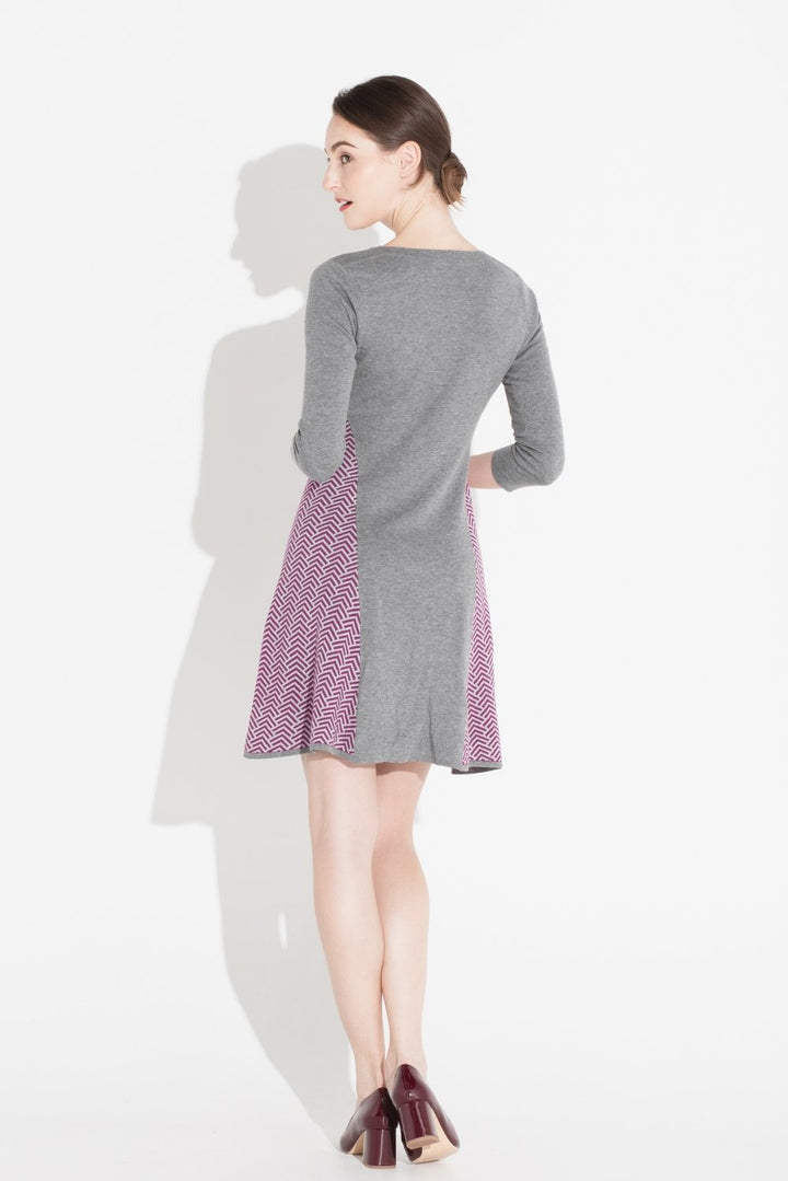 Tove & Libra Fit And Flared Gray And Purple Dress- Size XS, S, L, XL - Donated From Designer - The Fashion Foundation