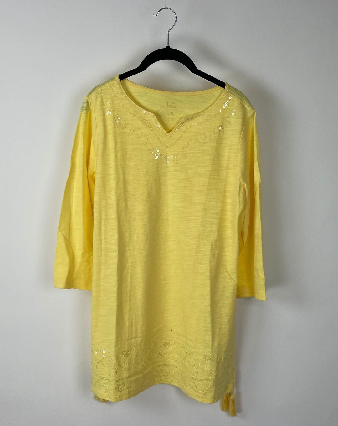 Yellow Sequin Top With Tassel Bottom - Small/Medium