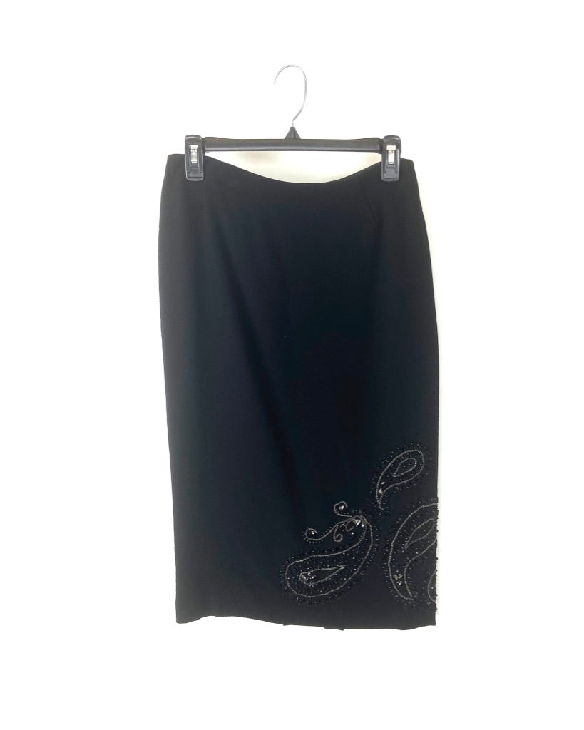 Black Sequin Pattern Skirt - Size 2