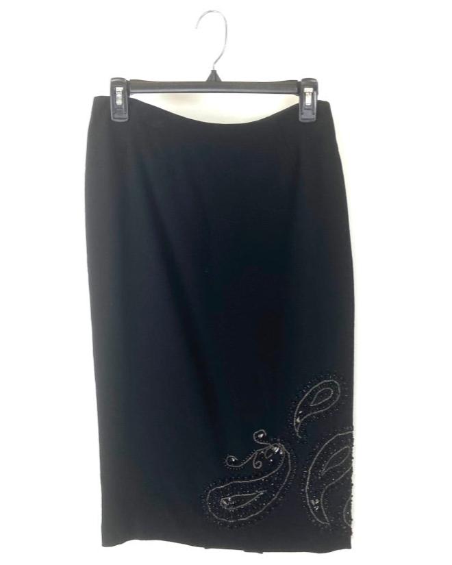 Black Sequin Pattern Skirt - Size 2