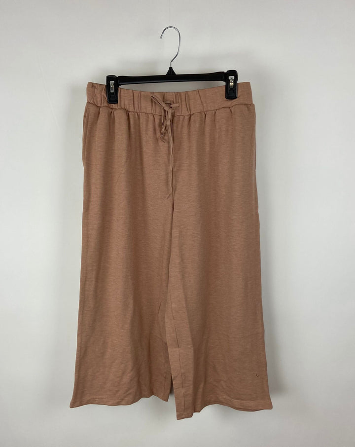 Tan Cropped Sweatpants - Small